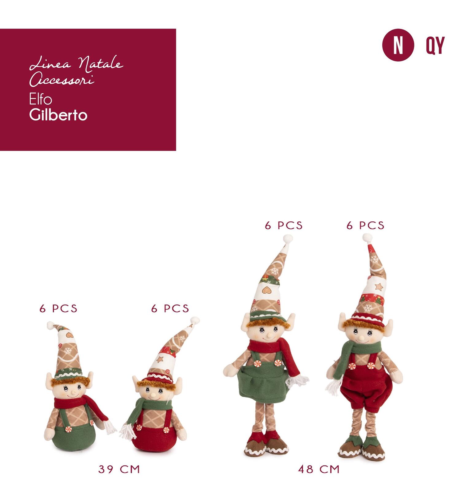 DECORAZIONE ELFO GILBERTO 48CM Tellini S.r.l. Ingrosso Abbigliamento